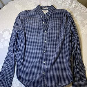 Mens collared button down shirt blue and white checkered size medium